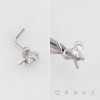 RIBBON HEART WITH BEZEL CZ 316L SURGICAL STEEL L-SHAPE NOSE RING